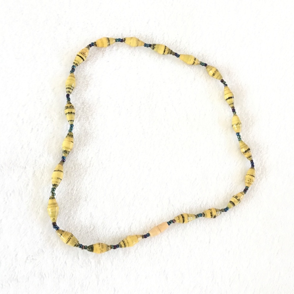 Recycled paper bead necklace